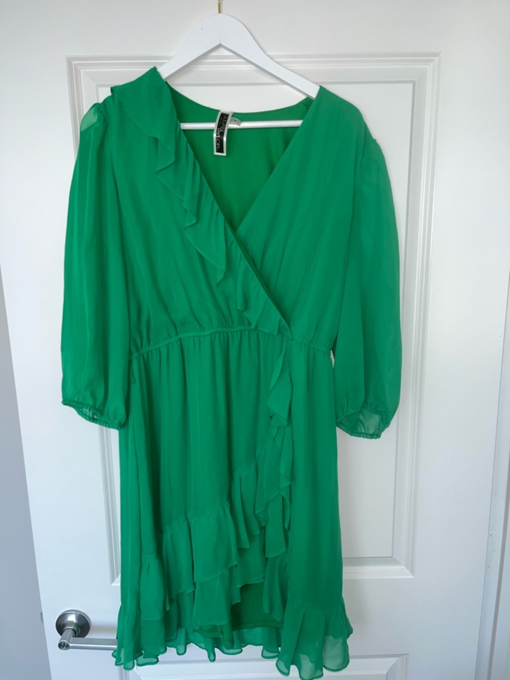 Green Ruffle Wrap Dress